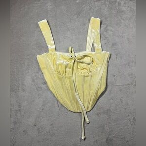 NWT Tic Toc Yellow Velvet Corset Structured Basque Waist Sweetheart Top Small